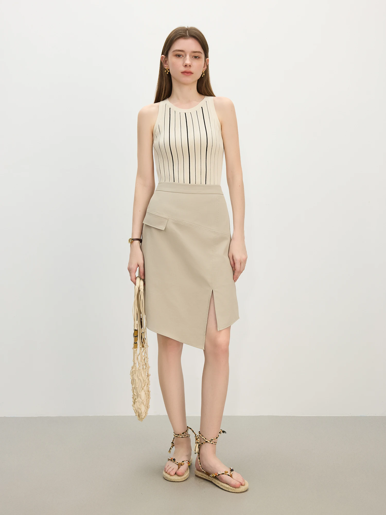 kf-S8110104926024df69bd7f8a9efd572c5P FSLE Women Summer New Style Design Sensitive Asymmetric Workwear Style Half Skirt for Commuting A Line Mini Skirt 25FS12434