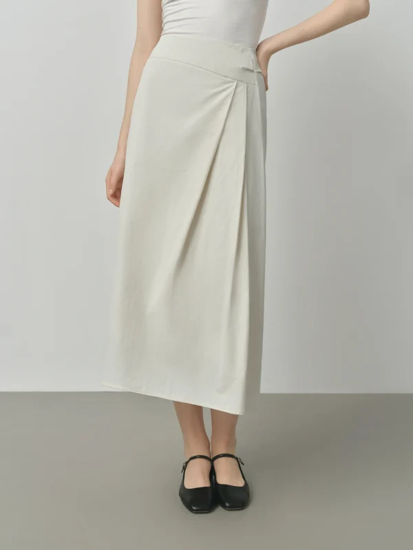 ​FSLE Women's High Waist A Line Skirt Irregular Hem Office Elegant Long Midi Autumn Textured Design with Loose Fit​