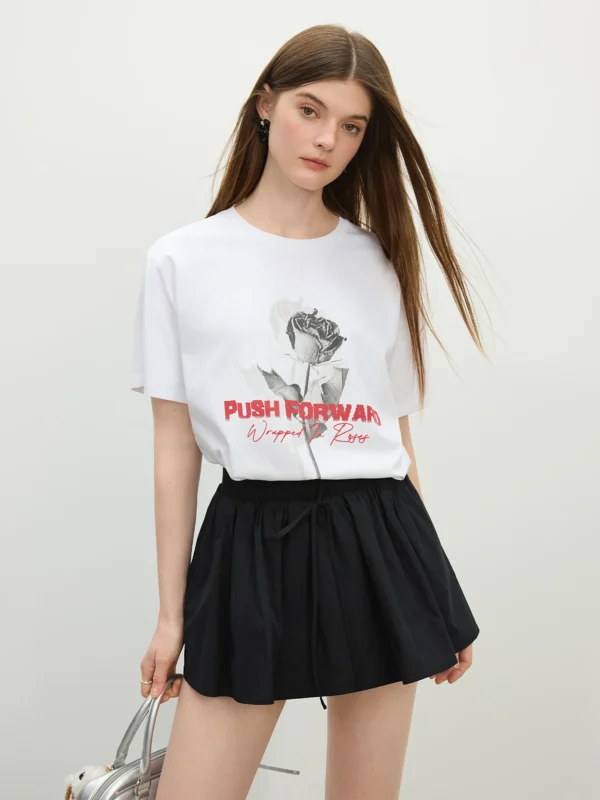 FSLE Youthful 3D Floral Puffed A line Skirt Shorts Summer New Arrival Versatile Mini Skirt For Women 25FS12451