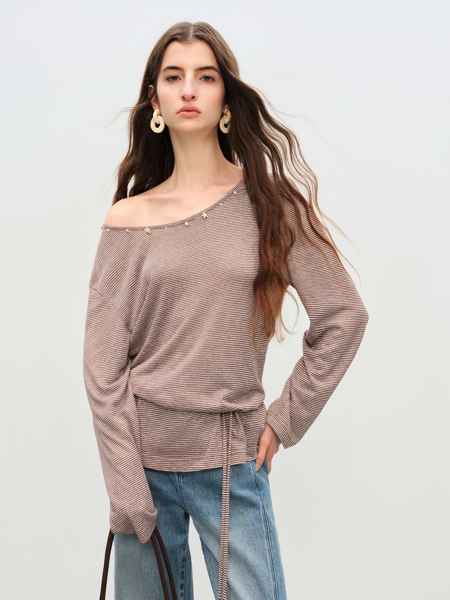 kf-Sa68f2e0d28ba492ca8c6b15d0ea7778bO FSLE 【Premium Series】 Women's Laid Back Striped Long Sleeve T Shirt Autumn New Arrival T Shirts Tops 25FE13019