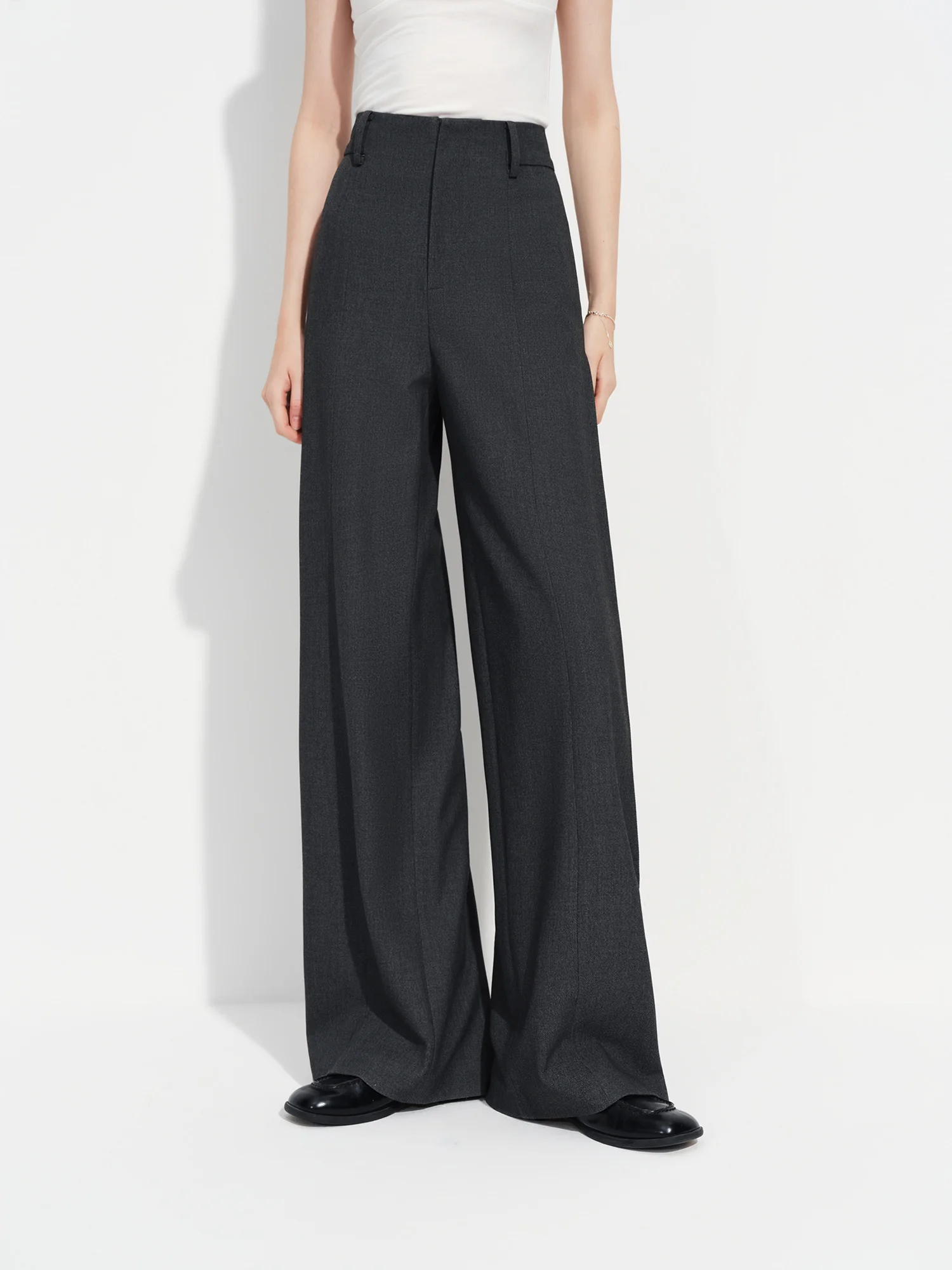 kf-Sa96d5065cc464d46a466e14a613a31b4s FSLE 2026 Spring Women's Wide Leg Trousers Wool Blend Acetate Pants High Waist Office Chic Pant Versatile Minimalist Soft Pants
