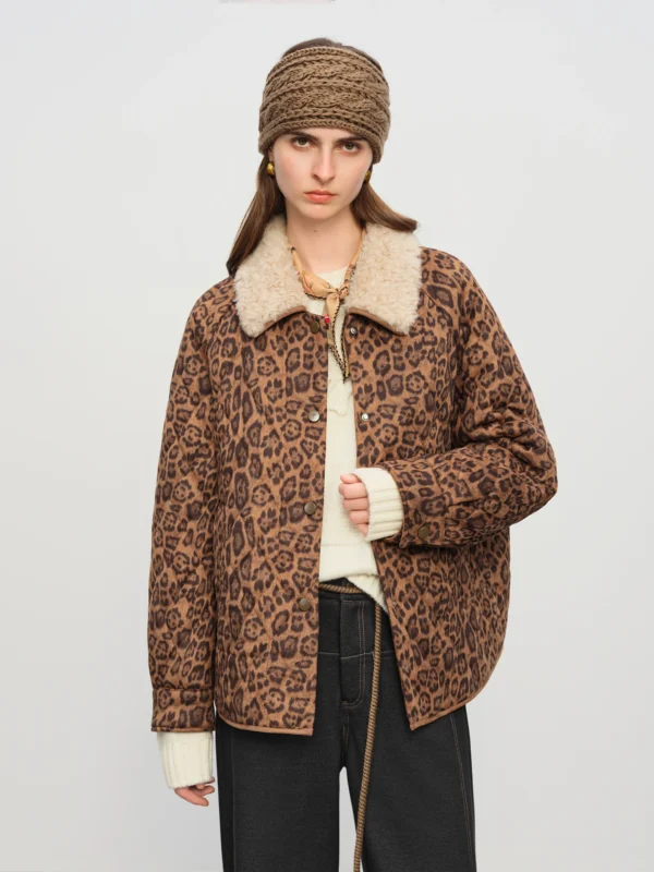 Fsle【Premium Series】Designer Jacket Women Leopard Coat Retro Style Heavy Craftsmanship Outerwear Warm Jacket Casual Streetwear