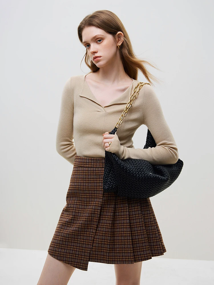 Kf-Sc58Cfd7F5Bb04A4Ea0Fe3754Aeb6F7C7J 24 7% Wool Women Pullover Sweaters Temperament V Neck Soft Winter New Grey Full Length Sweater Women Wool Bottom Shirt