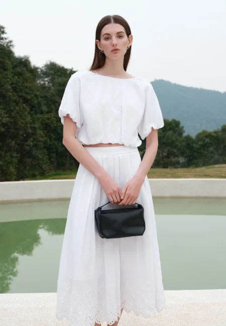 FSLE【Premium Series】Minimalist Style All match Casual Set For Women Spring Summer New Linen Lace Short sleeved Shirt Skirt