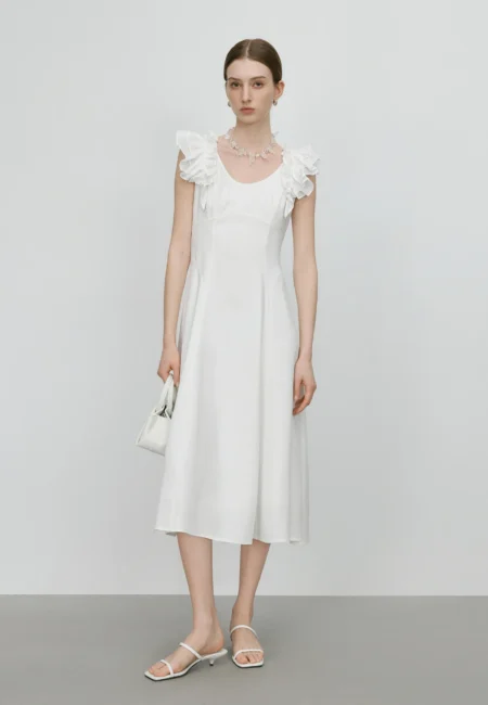 FSLE 【Premium Series】Designer inspired Elegance 100% Acetate, Chic Sleeveless Dress for Women Summer New Arrival 25FE12019