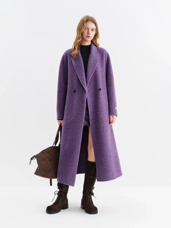 FSLE Camel Wool Tailored Fabric Robe Style Coat for Women Winter New Arrival Double Faced Premium Wool Overcoat Wool Coats