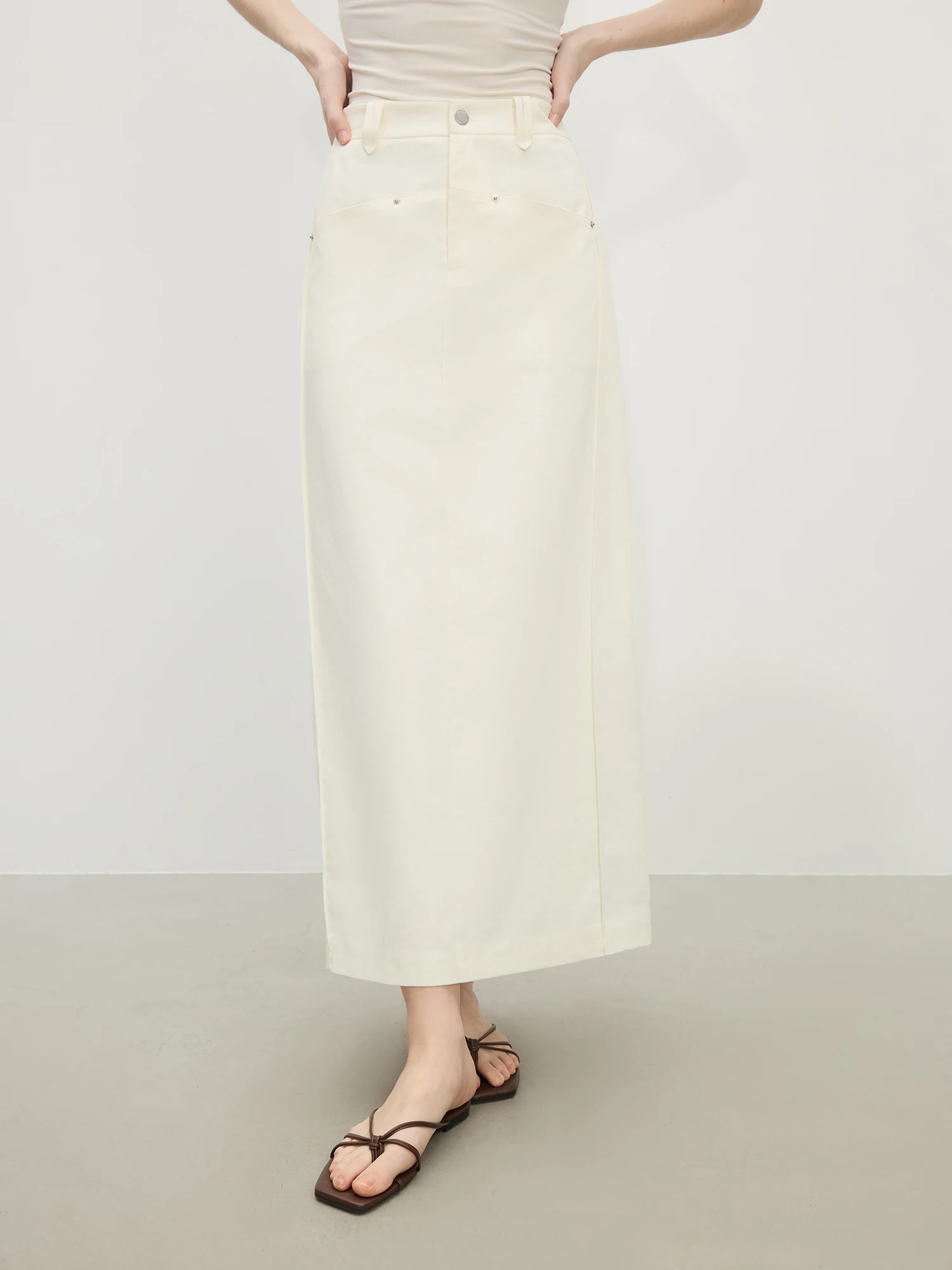 Kf-Sec3B178C0E5B457Cbb266Eb29D33C65A7 Fsle Summer Women'S Linen Midi Skirt Upf50+ High Waisted Straight Cut Office &Amp;Amp; Professional Occasions Breathable Skirts