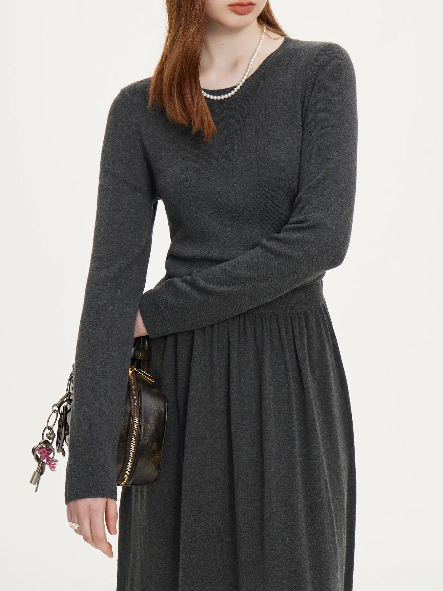 Kf-Sfe4Aa3419C5C46B4A3B789200B50Dfc7S Wool Knitted Suit For Women Autumn New Elegant All Match Casual Top Skirts Female Two Pieces Suit 24Fs13043 24Fs13044