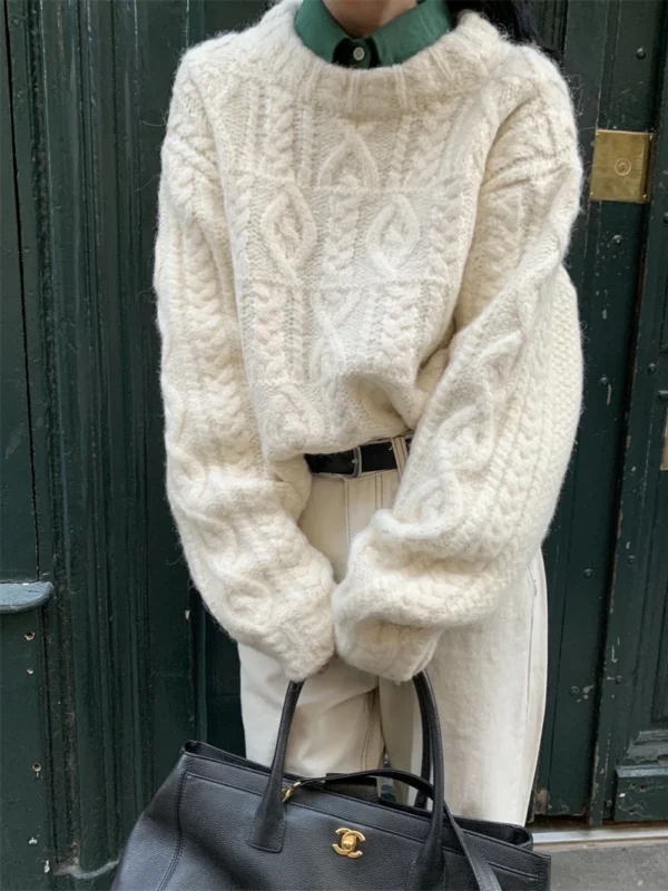 Autumn Sweet Solid O neck Knit Pullover Winter Women Long Sleeve Sweater Elegant Casual Korean Style Loose Knitted Top