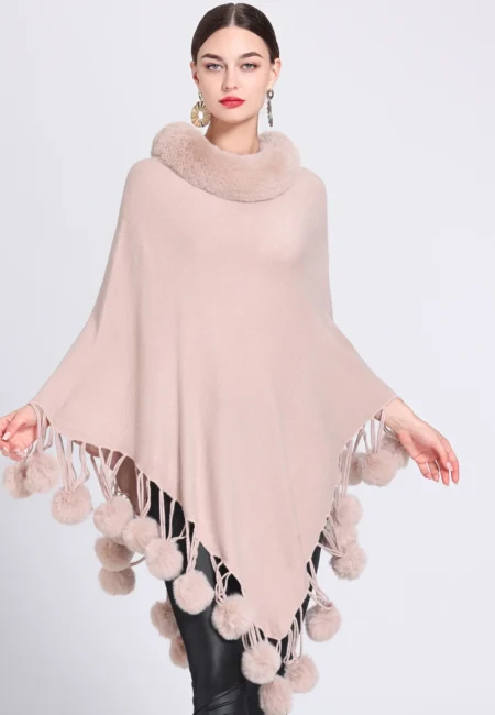 Capes Women Cloak Coats Mid Length Coat Jackets Fur Collar Ponchos Y2k Streetwear Jacket Elegant Outerwear Autumn Winter