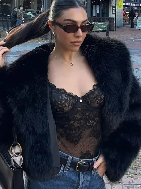 Mujer Black Faux Fur Coat For Women Autumn Winter Plush Coats And Jackets Streetwear Outerwears Long Sleeve Warm Womens Coats