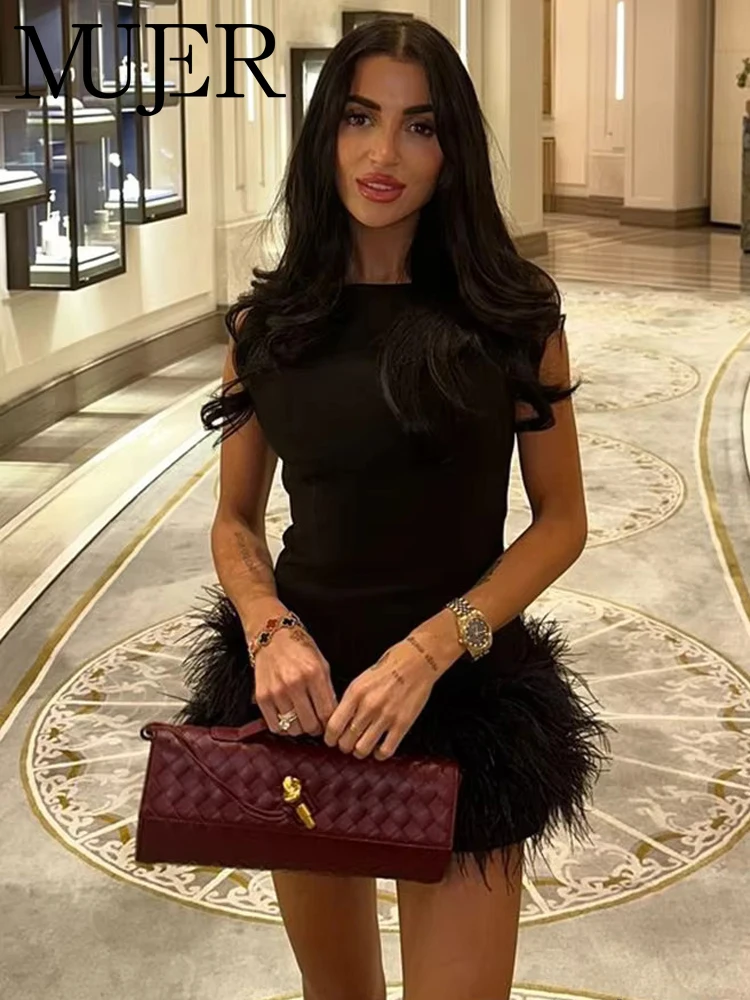 Mujer Black Feather Short Dresses For Women Off Shoulder Corset Dress Women Fashion Sleeveless Dress Woman Evening Women Dresses Mujer Black Feather Short Dresses For Women Off Shoulder Corset Dress Women Fashion Sleeveless Dress Woman Evening Women Dresses