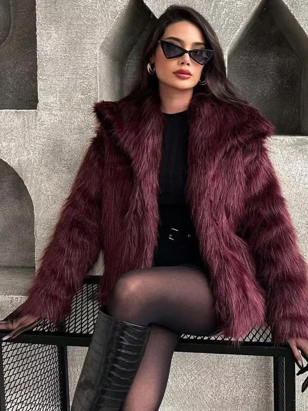 Faux Fur Teddy Coat With Turn-Down Collar In Multiple Colours 8 Mujer Faux Fur Hairy Coat Woman Warm Winter Fluffy Coat Women New Plush Jackets For Women Outerwears Luxury Women'S Teddy Coats