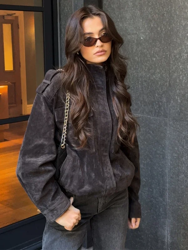 Mujer Faux Suede Jacket Woman Bomber Varsity Jackets For Women Zip Winter Overcoat Female New In Outerwears Loose Women'S Jacket 1 Mujer Faux Suede Jacket Woman Bomber Varsity Jackets For Women Zip Winter Overcoat Female New In Outerwears Loose Women'S Jacket