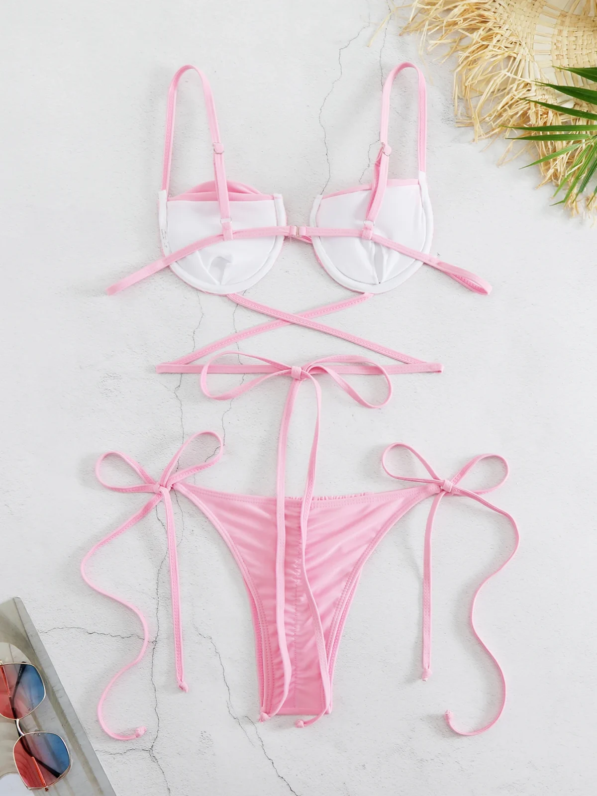 Micro Top Set Pleated Triangle Micro Bikini Set – Adjustable Fit