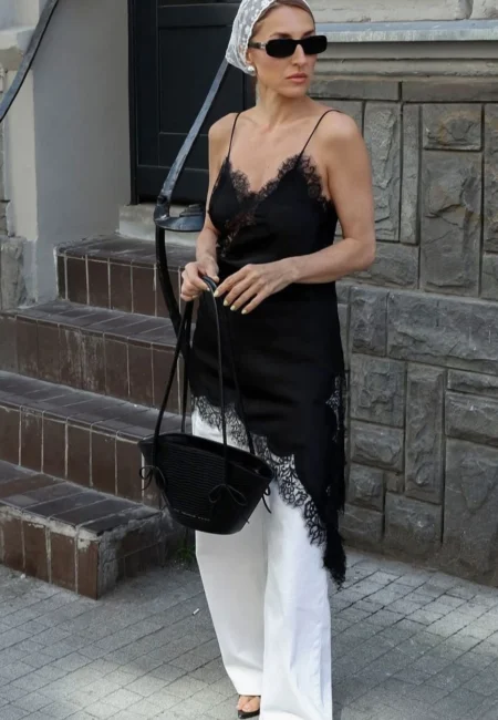 Satin Asymmetric Patchwork Lace Dress Women Elegant Sling Backless Split Black Dress Female Party Club Dress Streetwear