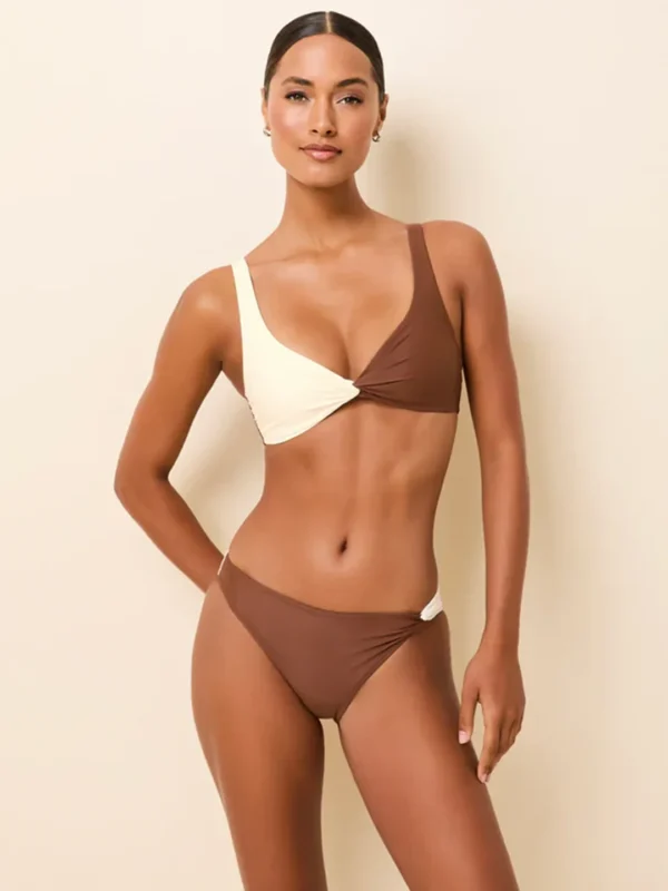 Women Swimsuit Summer Set Stylish Tank Top Low Waist Biquini Fit Two Piece Bikini for Mature Trendy Ladies Beachwear