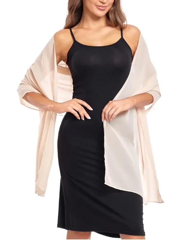 Women Transparent Chiffon Shawl Elegant Soft Silky Breathable Lightweight Wedding Accessory Bridesmaid Evening Dress Wrap