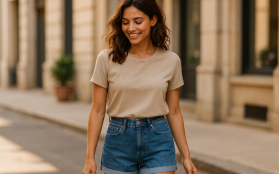 High waist shorts paired with various stylish tops for effortless outfits